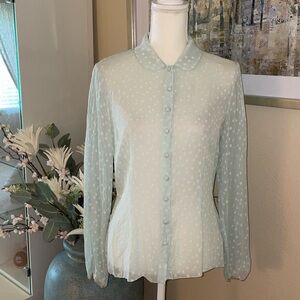 Evita silk sheer button down shirt